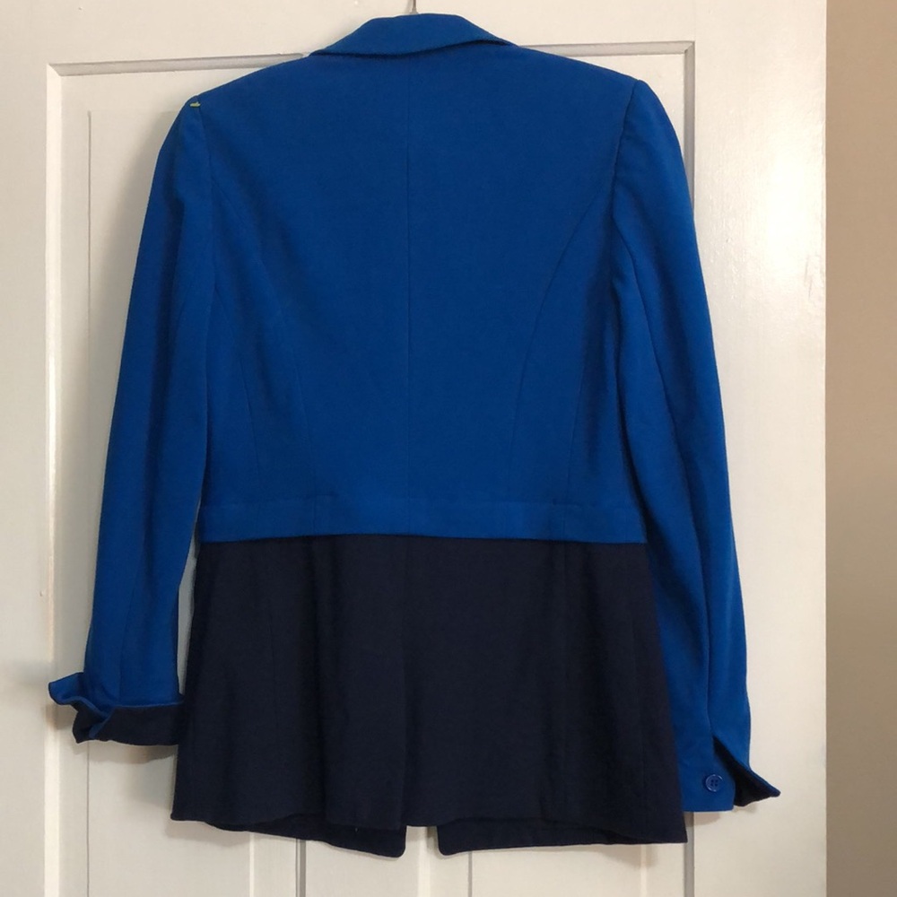 ETCETERA by Carlisle NEW YORK • Blue & Black Blazer Jacket • Zipper Detail - Picture 4 of 17